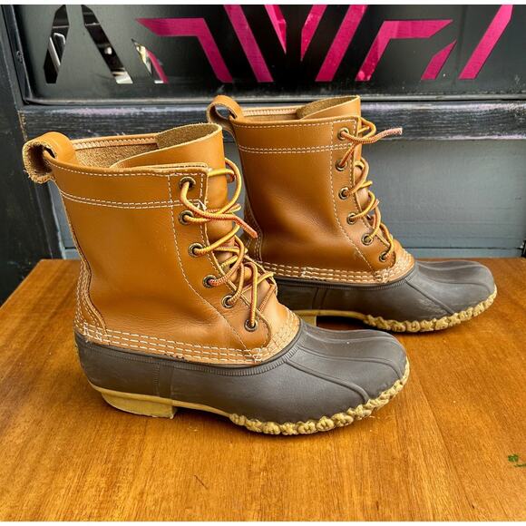 LL Bean Vintage Duck Boots Made in Maine Leather Upper Youth Mens 4H Women’s 6 - Picture 3 of 7